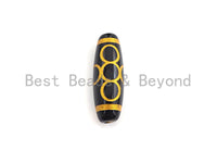 Natural Tibetan Agate Long Oval Shape Beads, Black Gold Dzi beads, Barrel Agate Beads, 10x30mm, sku#U586