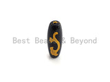 Natural Tibetan Agate Long Oval Shape Beads, Black Gold Dzi beads, Barrel Agate Beads, 10x30mm, sku#U590