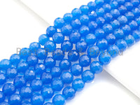 Gorgeous Natural Blue Agate Faceted Beads, 6mm/8mm/10mm Round Faceted, Blue Agate Beads, 15.5" Full Strand, sku#U595