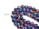 NEW GALAXY COLOR!! Natural Tiger eye Beads Round 10mm/12mm, Galaxy Tiger Eye Beads, Purple Blue Pink Gemstone, 16" Full strand, sku#U597