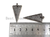 CZ Micro Pave Triangle Shape Pendant, Antique Silver Tone, Cubic Zirconia Pave Triangle Pendant, 18x35mm,sku#F1026
