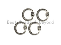 Fully Clear CZ Micro pave Crescent D Shape Clasp, CZ Pave D Clasp, Antique Silver Carabiner Clasp, 24x25mm, sku#H182