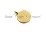 Medallion heart Pendant, Embossment Disc Pendant, Cubic Zirconia Pendant, Gold Tone, 18x20mm, Sku#Z692