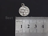 Medallion Snake on Round Coin Pendant, Snake Pendant, Gold/Silver Tone, 16x18mm, Sku#Z691