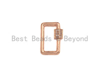 Clear CZ Micro pave Rectangle Shape Clasp, CZ Pave Clasp, Gold/Silver/Rose Gold/Gunmetal Carabiner Clasp, 13x21mm, sku#H186 BestbeadsbeyondUS