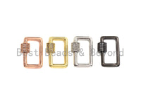 Clear CZ Micro pave Rectangle Shape Clasp, CZ Pave Clasp, Gold/Silver/Rose Gold/Gunmetal Carabiner Clasp, 13x21mm, sku#H186 BestbeadsbeyondUS