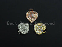 CZ Micro Pave Circled Heart Shaped Pendant/Charm, Heart Cubic Zirconia Pendant Charm, 15x22mm,sku#FH21 BestbeadsbeyondUS