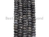2mm Large Hole Natural Larvikite Beads, Rondelle Smooth 6x10mm/5x8mm, 8" Long Strands, sku#U698