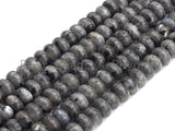 2mm Large Hole Natural Larvikite Beads, Rondelle Smooth 6x10mm/5x8mm, 8" Long Strands, sku#U698