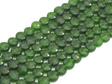 Double Sided Turtle Shell Cut Green Jade Coin beads, 6mm Flat Coin Faceted Gemstone Beads, 16" Full Strand, sku#U602