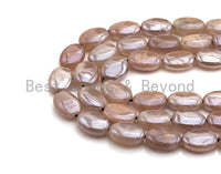 Gorgeous Mystic Plated Flat Oval shape Moonstone, Flat Oval moonstone, 10x14mm/12x16mm, 15.5" Full Strand, sku#U613