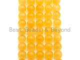 Quality Natural Yellow Calcite beads, 6mm/8mm/10mm/12mm Round Smooth Beads, Natural Gemstone Beads, 15.5" Full Strand, sku#U615