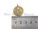 CZ Pave Star Sun Moon Planet Pendant, Gold CZ Micro Pave pendant, 22x24mm,sku#F1063 BestbeadsbeyondUS