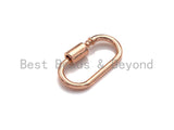Oval Shape Clasp, CZ Pave Clasp, Gold/Silver/Rose Gold Carabiner Clasp, 14x25mm, sku#H191