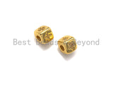 CZ Micro Pave North Star Dice Spacer Beads, Five Star Cubic Zirconia Cube Spacer Beads, Gold/Silver Tone, 8.5mm,sku#Z713