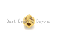 CZ Micro Pave Bee Bear Lip Dice Spacer Beads, Cubic Zirconia Cube Spacer Beads, NAME Beads in Gold Tone,8.5mm, sku#Z715 Bestbeads&Beyond