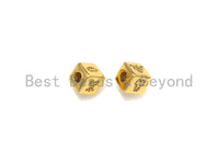 CZ Micro Pave Bee Bear Lip Dice Spacer Beads, Cubic Zirconia Cube Spacer Beads, NAME Beads in Gold Tone,8.5mm, sku#Z715 Bestbeads&Beyond