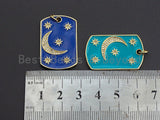 Enamel Moon Star Tag Pendant,CZ Micro Pave Enamel pendant,Enamel pendant,Enamel Jewelry, 21x32mm, sku#F1046
