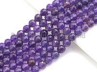 High Quality Natural Amethyst Round Faceted Beads, 4mm/6mm/8mm/10mm/12mm Amethyst Beads, 15.5" Full Strand, sku#U726
