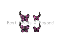 Fuchsia CZ Micro Pave Butterfly Pendant/Charm,Cubic Zirconia Paved Charm, Necklace Bracelet Charm Pendant,7x9/10x13mm,sku#X139