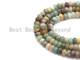 2mm Large Hole Natural Amazonite Beads, Rondelle Faceted 6x10mm/5x8mm, 8" Long Strands, sku#U709