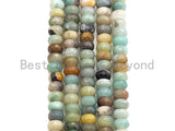 2mm Large Hole Natural Amazonite Beads, Rondelle Faceted 6x10mm/5x8mm, 8" Long Strands, sku#U709