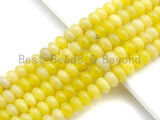 2mm Large Hole Natural Lemon Jade Beads, Rondelle Smooth 6x10mm/5x8mm, 8" Long Strands, sku#U715