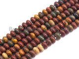 2mm Large Hole Natural Piscasso Jasper Beads, Rondelle Smooth 6x10mm/5x8mm, 8" Long Strands, sku#U716