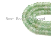 2mm Large Hole Natural Green Aventurine Beads, Rondelle Smooth 5x8mm, 8" Long Strands, sku#U718