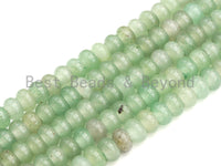 2mm Large Hole Natural Green Aventurine Beads, Rondelle Smooth 5x8mm, 8" Long Strands, sku#U718