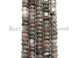 2mm Large Hole Natural Bloodstone Beads, Rondelle Smooth 6x10mm/5x8mm, 8" Long Strands, sku#U720