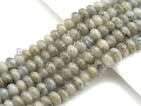 2mm Large Hole Natural Labradorite Beads, Rondelle Smooth 6x10mm/5x8mm, 8" Long Strands, sku#U721
