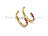 Colorful CZ Enamel Round Ring Latch Back Earring, Enamel Big Loop Earrings, Enamel pave Jewelry, 4x36mm,sku#J150