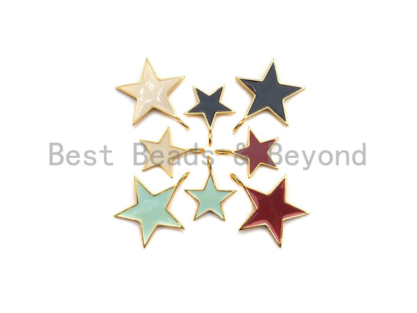 Black White Red Blue Enamel Five Star Pendant with Gold Finish, Enamel Star, Colorful Enamel Star, 15mm/25mm/35mm, sku#FH31