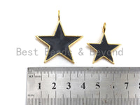 Black White Red Blue Enamel Five Star Pendant with Gold Finish, Enamel Star, Colorful Enamel Star, 15mm/25mm/35mm, sku#FH31