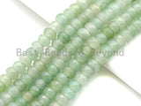 2mm Large Hole Natural Green Aventurine Beads, Rondelle Faceted 6x10mm/5x8mm, 8" Long Strands, sku#U731