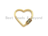 Colorful CZ Micro Pave Heart Shape Clasp, Gold Plated Heart Shape Clasp, Pave Lock,18mm/30mm, sku#K82