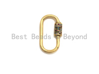 Colorful CZ Micro Pave Oval Shape Clasp, Gold Plated U Shape Clasp, Pave Lock, Carabiner clasp, 17x29mm/12x19mm, sku#K83