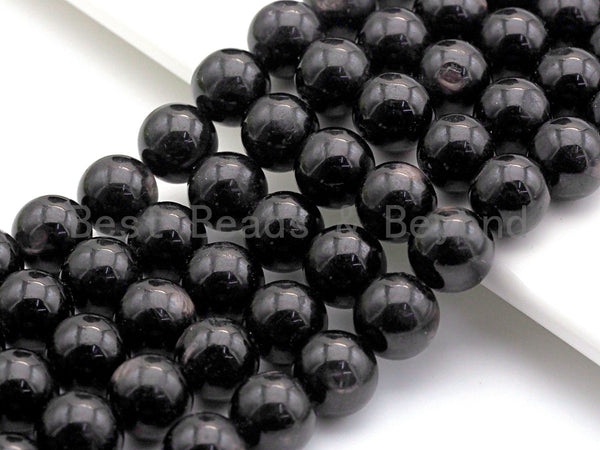 Quality Natural Black Phlogopite Beads, 6mm/8mm/10mm Round Smooth, Natural Black Gemstone, 15.5" Full Strand, sku#U625