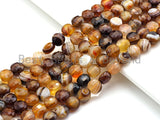 Double Sided Turtle Shell Cut Natural Agate Coin Shape beads, 6mm/8mm/10mm Agate Beads, 16" Full strand, Sku#UA01