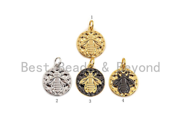 Medallion Insects on Round Coin Pendant, Round Coin Pendant, Gold/Silver Tone, 15X17mm, Sku#Z725