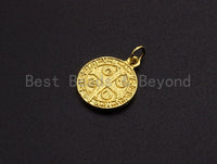 Saint St Benedict Medallion Coin Pendant, Round Coin Pendant, Religious Pendant,Gold/Silver/Black Tone, 14x17mm, Sku#Z731