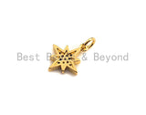 Colorful CZ Micro Pave North Star Shape Pendant,Cubic Zirconia Star Charm,Gold/Black Tone,12x14mm,sku#Z735