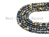 Mystic Plated Turtle Shell Cut Natural Tiger Eye Coin Shape beads, 6mm/8mm Natural Tiger eye Beads, 16" Full strand, Sku#UA08