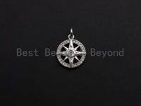CZ Micro Pave North Star On Round Ring Pendant, Cubic Zirconia Ring Pendant, Micro pave Star pendant, 14mm, sku#Z766
