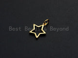 Five Point Star Shape Pendant, Five Point Star Frame Pendant, 24K Gold and Silver Tone, 12mm, Sku#Z767