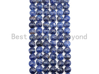 High Quality Double Sided Turtle Shell Cut Natural Sodalite Coin Shape beads, 8mm Checkerboard Cut Sodalite, 15.5" Full strand, Sku#U798