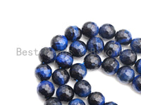 High Quality Natural Tiger Eye Faceted Round Beads, 8mm/10mm/12mm/14mm Round Beads, Blue Tiger Eye Beads, 15inch Full strand, SKU#UA09