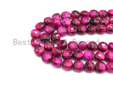 Double Sided Turtle Shell Cut Natural Fuchsia Tiger Eye Coin Shape beads, 6mm/8mm/10mm Tiger Eye Beads, 16" Full strand, Sku#UA19