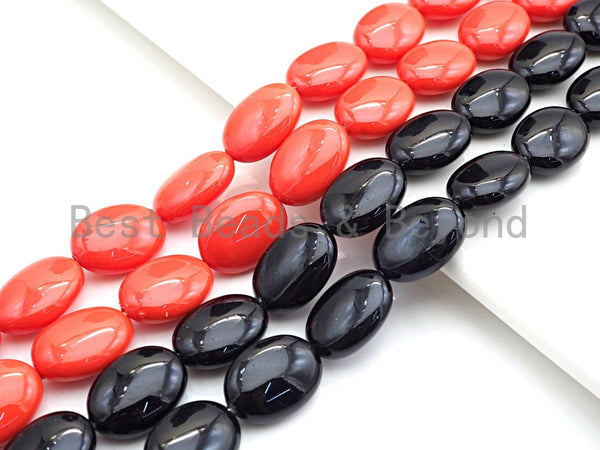 Mother of Pearl FLat Oval Shape beads, Orange Mother of Pearl, Black Mother of Pearl, 7x13x18mm, sku#T120